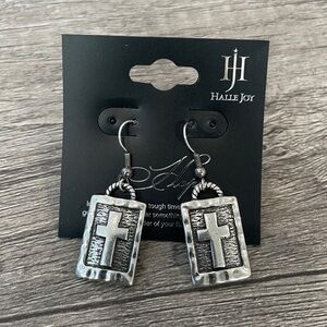 Halle Joy Hope Embrace Cross Earrings